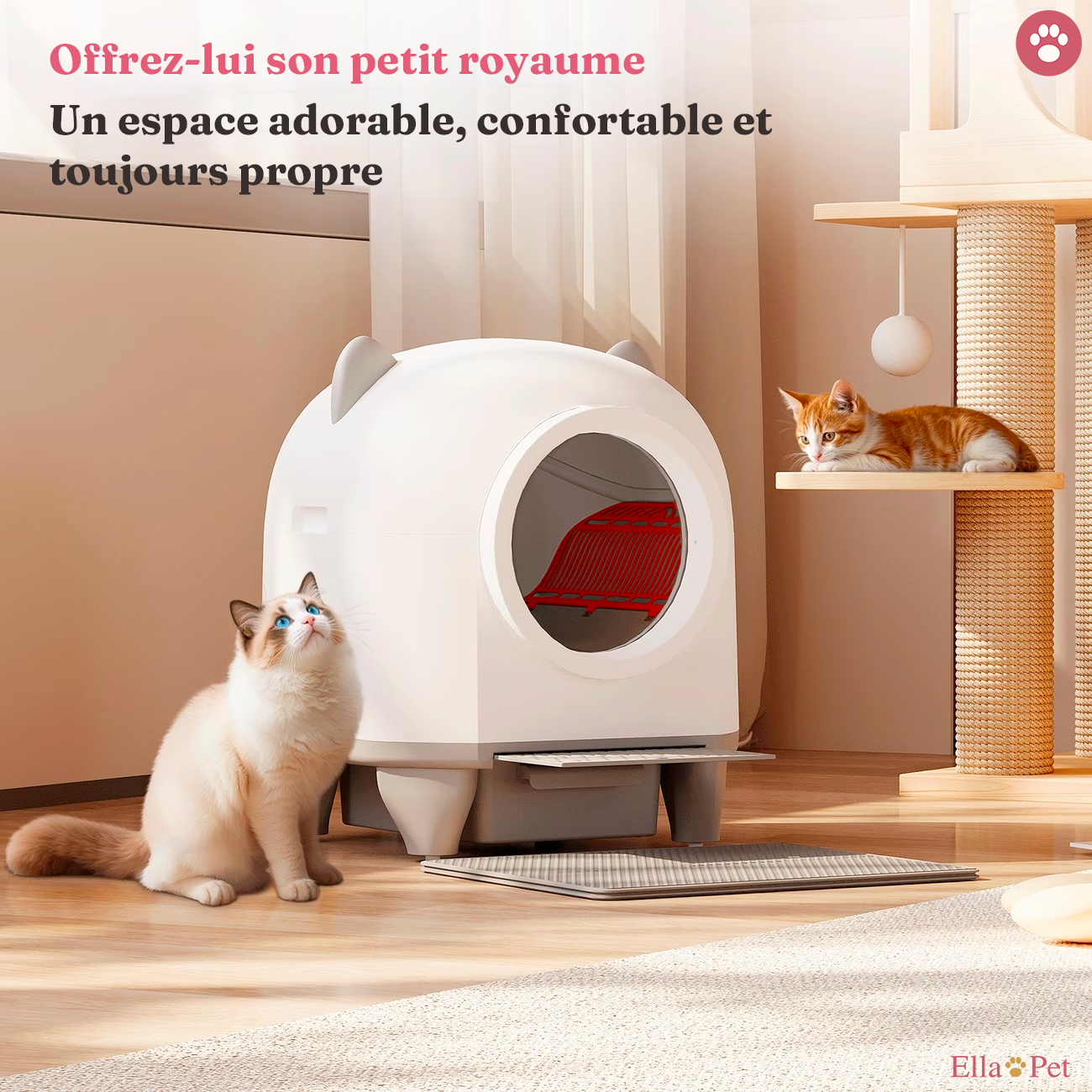 Bac à litière autonettoyant connecté XXL 90 L – DEVOKO