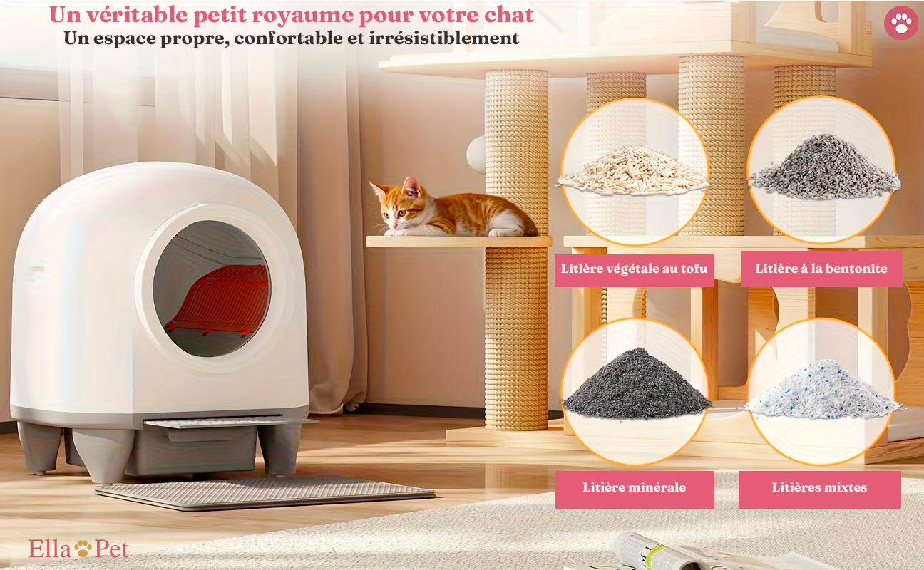 Bac à litière autonettoyant connecté XXL 90 L – DEVOKO