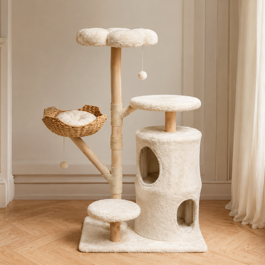 Arbre à chat design s'intégrant dans une décoration intérieure