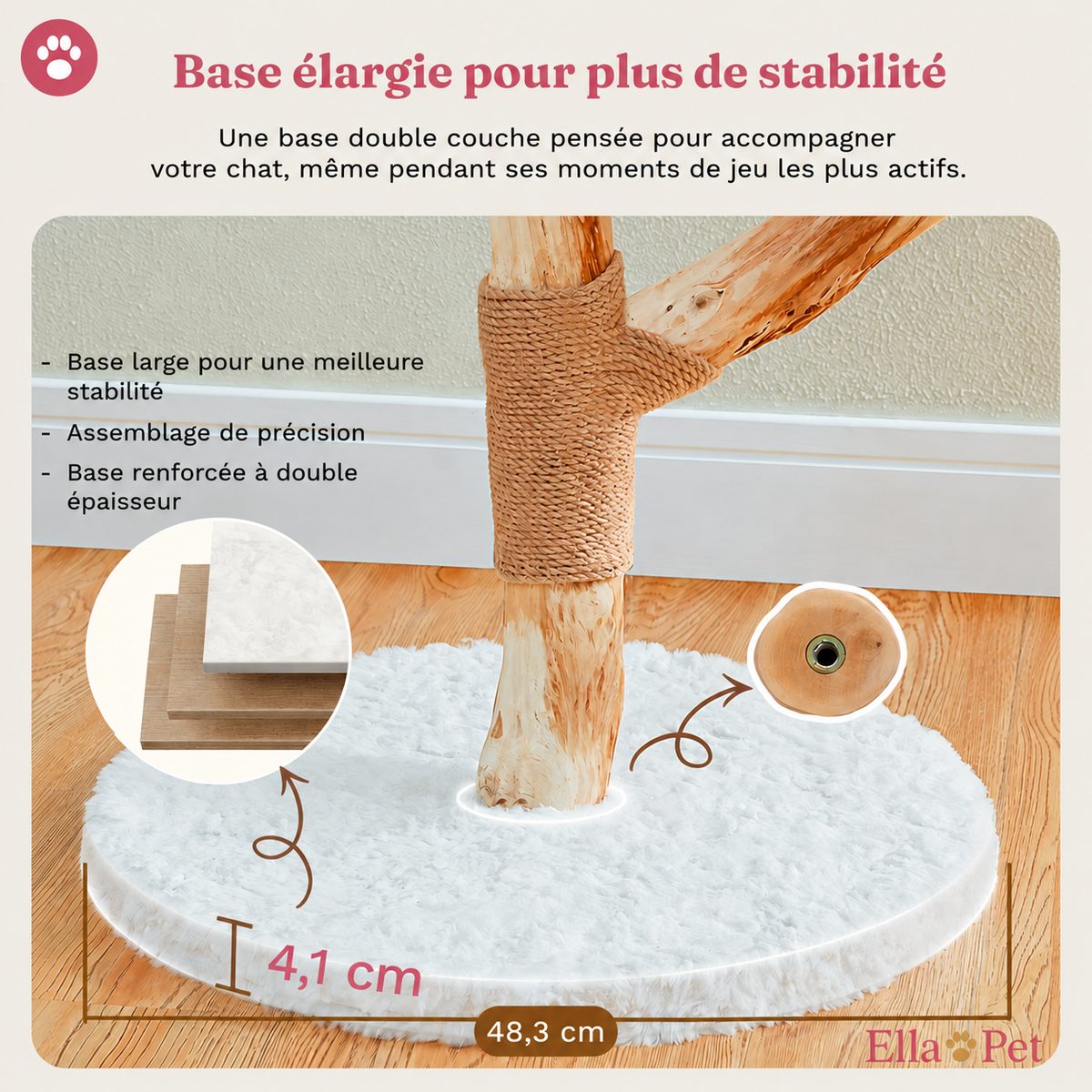 Arbre à Chat Design Floral en Bois Massif avec Griffoirs et Perchoirs