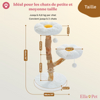 Arbre à Chat Design Floral en Bois Massif avec Griffoirs et Perchoirs