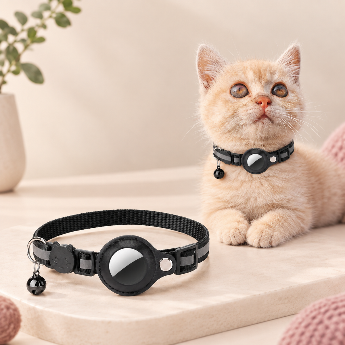 Collier pour Chat en Nylon avec Support AirTag - Sécurisé et Réfléchissant