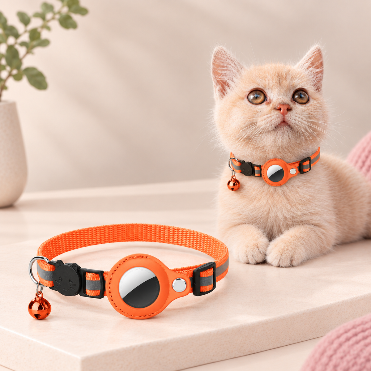 Collier pour Chat en Nylon avec Support AirTag - Sécurisé et Réfléchissant