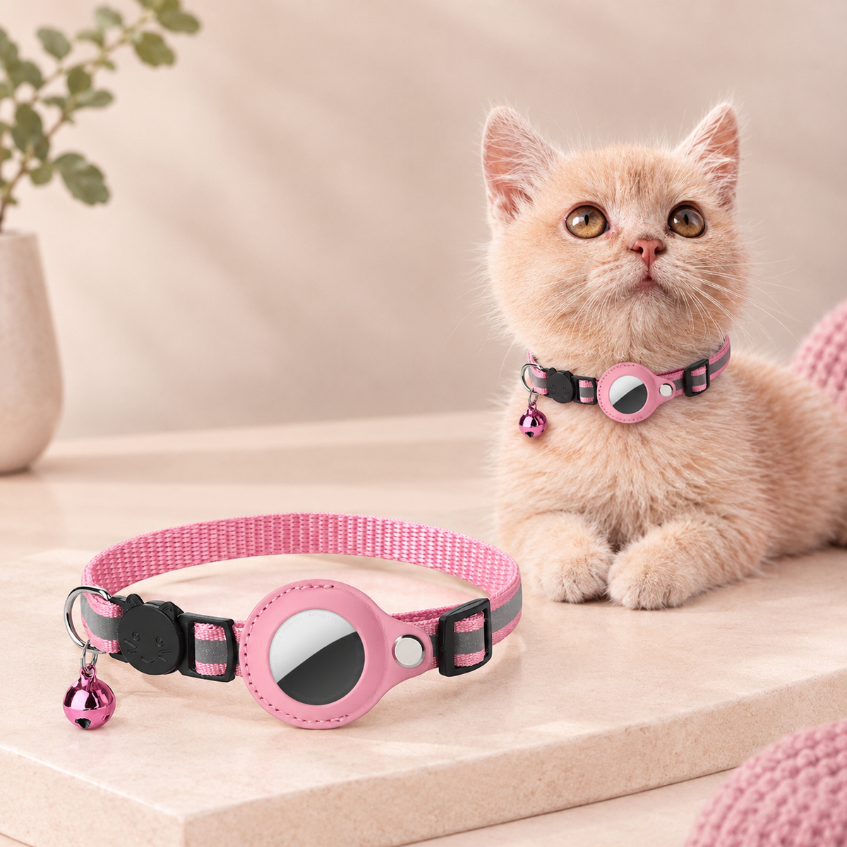 Collier pour Chat en Nylon avec Support AirTag - Sécurisé et Réfléchissant