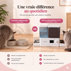 Comparaison entre le distributeur automatique 2-en-1 et une gamelle traditionnelle avec bol d'eau pour chat