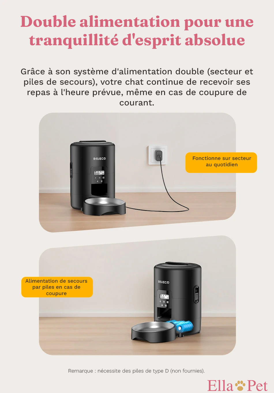 Double alimentation du distributeur automatique 2L pour plus de sécurité