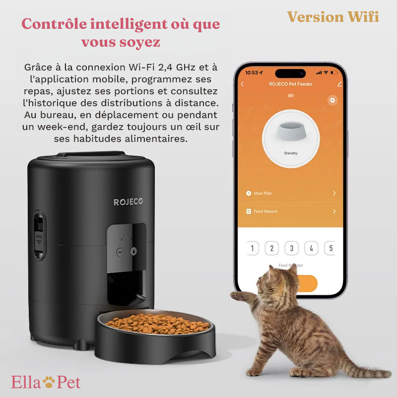 Distributeur automatique de croquettes 2L pour chat, version Wi-Fi
