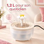 Fontaine à eau pour chat d'une capacité de 1,2 litre, format compact adapté au quotidien