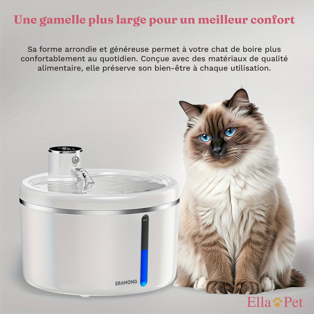 Gamelle large et confortable pour un accès facile à l'eau