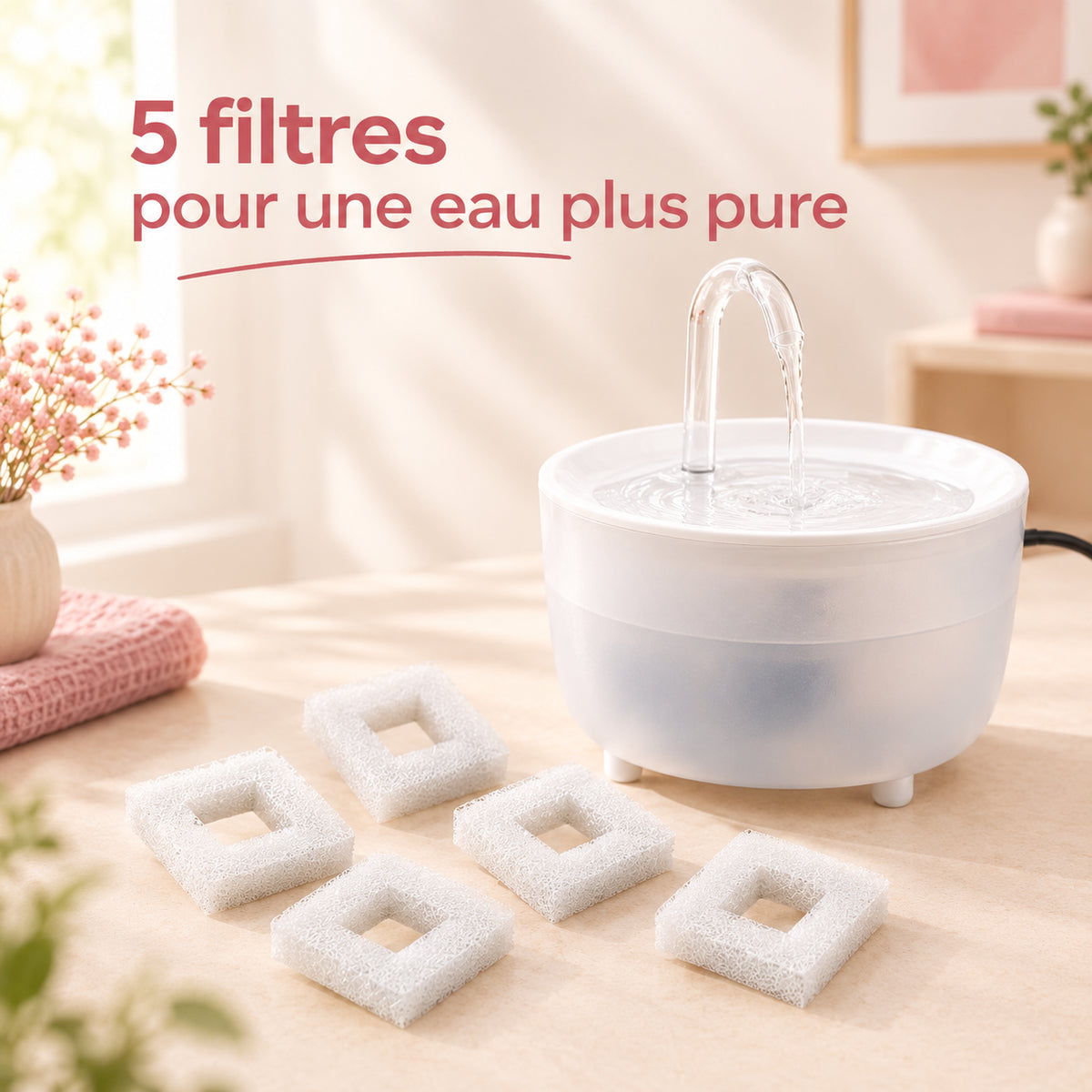 Fontaine à eau 1,2l avec 5 filtres offerts