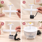 Étapes de montage de la fontaine à eau pour chat, illustration simple et claire