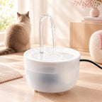 Fontaine à eau pour chat installée dans un intérieur lumineux et chaleureux
