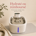 Fontaine à eau pour chat avec garantie satisfait ou remboursé 30 jours