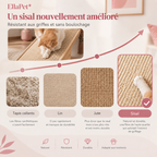 Gros plan sur le sisal naturel du griffoir chat EllaPet