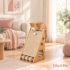 Griffoir chat compact en sisal naturel avec balle jouet suspendue - EllaPet