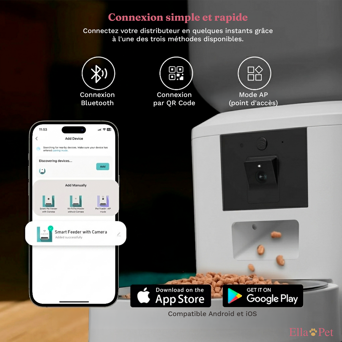Connexion simple et rapide de la mangeoire automatique via l'application